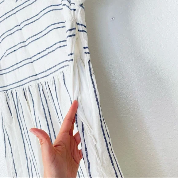 Old Navy XS Striped Linen Blend Fit & Flare Swing Boho Side Zip Dress - Picture 6 of 8